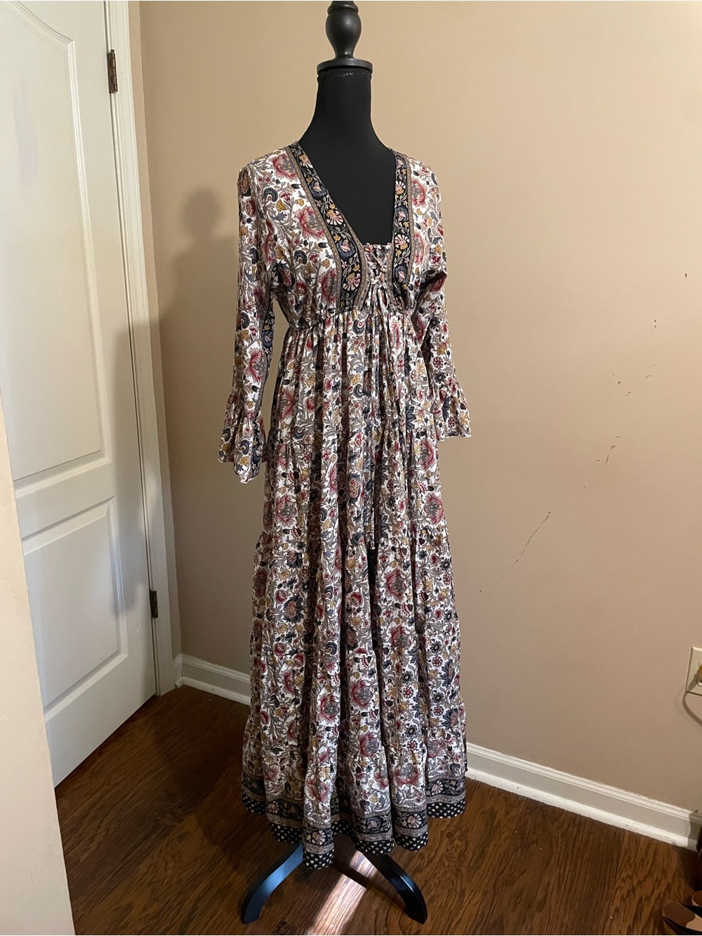 Anthropologie Boemo Boho Floral Maxi Dress Size M Western Prairie Renaissance - Picture 5 of 10